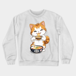 Cute Cat Eats your Ramen! Crewneck Sweatshirt